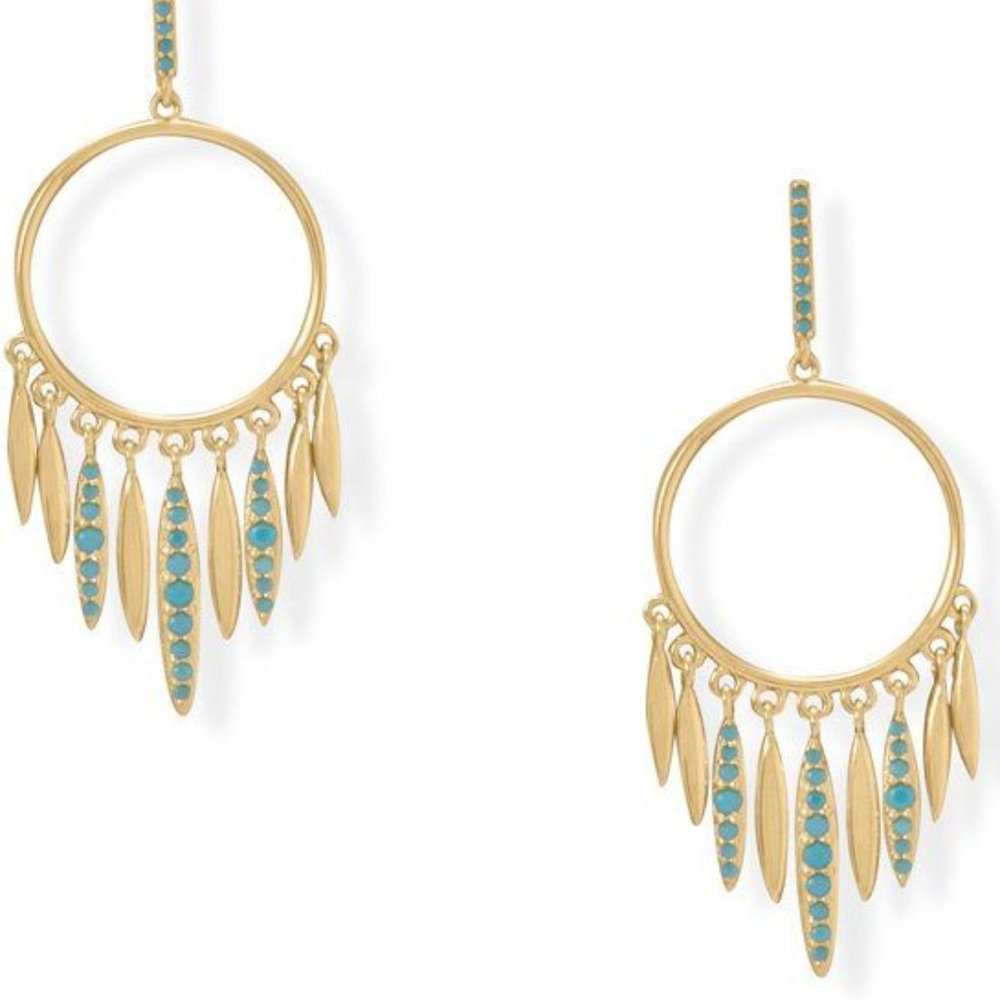 14 karat gold plated sterling silver Dream Catcher Inspired Post Back Earrings